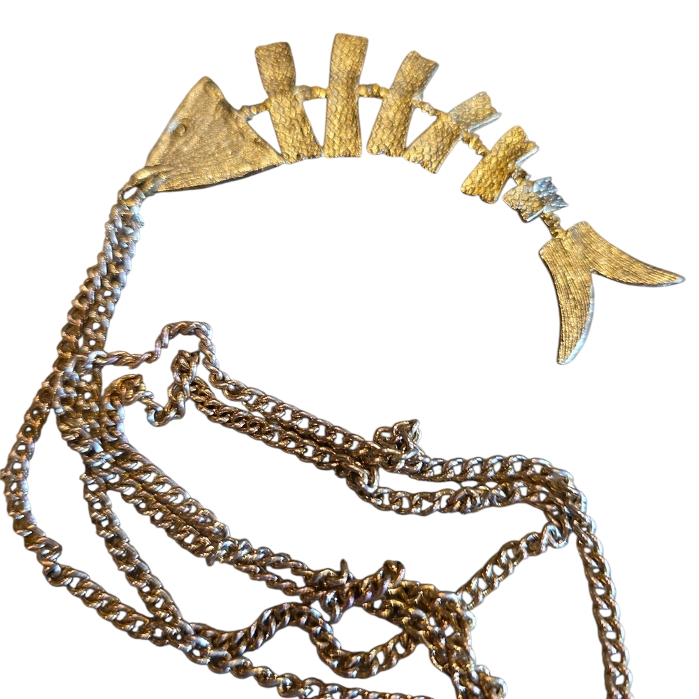 Articulated Gold Fishbone Chain Necklace